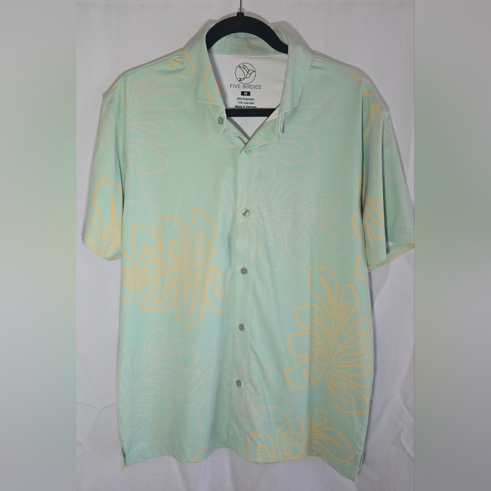 Five Birdies Men's Aloha Shirt - Mint Green